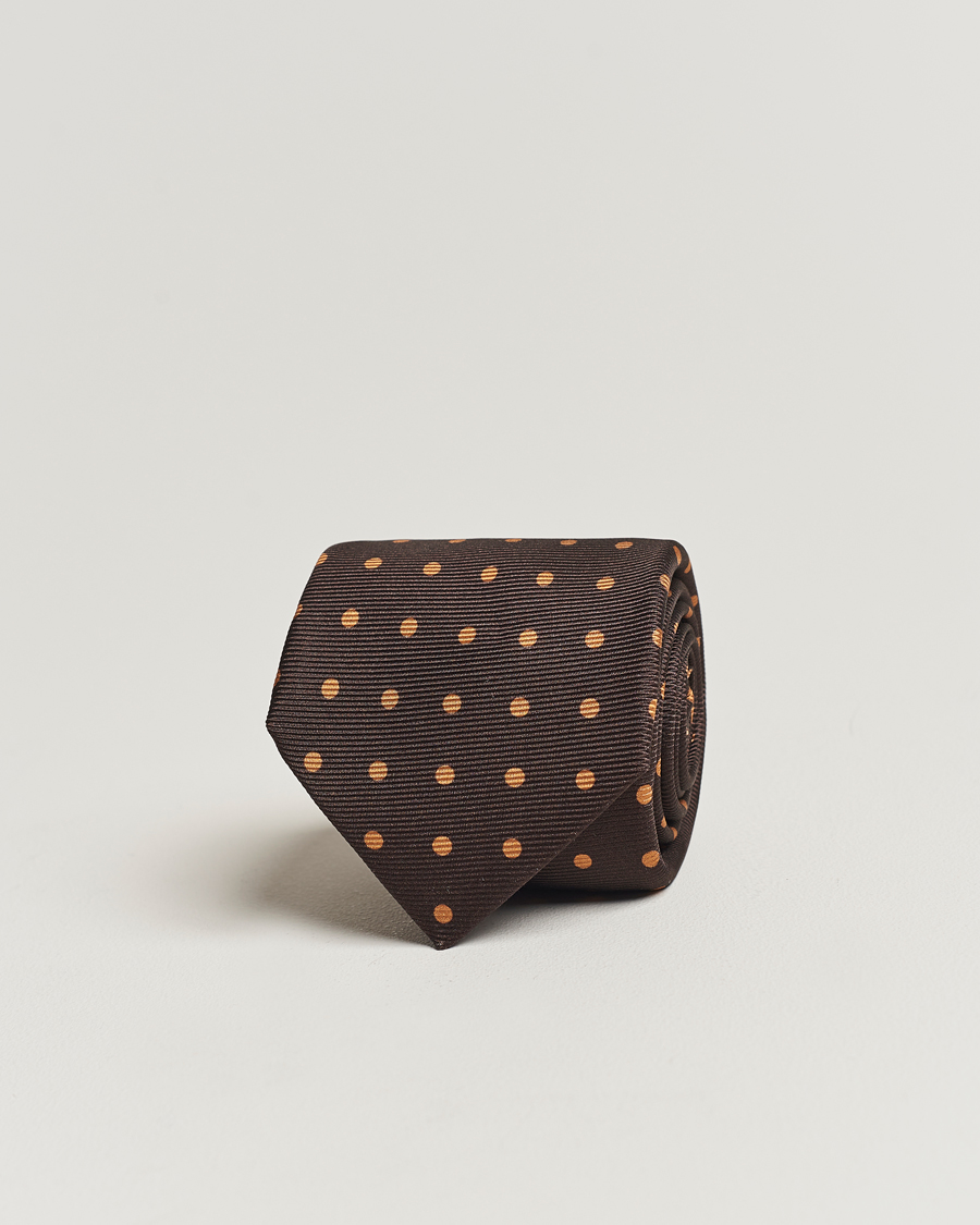 Mies | Kiton Dotted Silk Tie Dark Brown | Kiton | Dotted Silk Tie Dark Brown