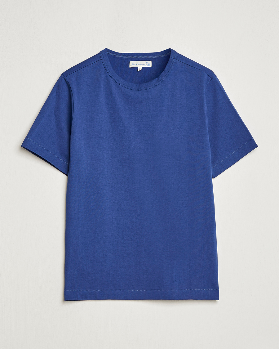 Mies | T-paidat | Merz b. Schwanen | Relaxed Loopwheeled Sturdy T-Shirt Pacific Blue