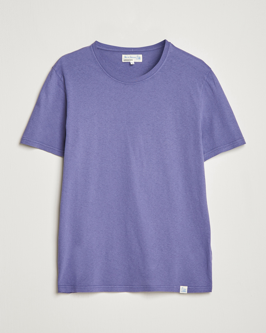 Mies | T-paidat | Merz b. Schwanen | Organic Cotton Washed Crew Neck T-Shirt Purple
