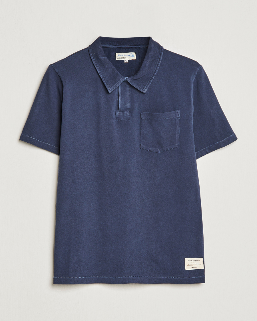 Mies | Pikeet | Merz b. Schwanen | Organic Cotton Washed Polo Denim Blue