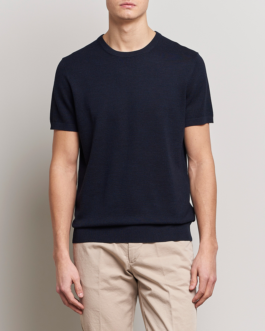 Mies | Morris Heritage | Morris Heritage | Alberto Knitted T-Shirt Navy