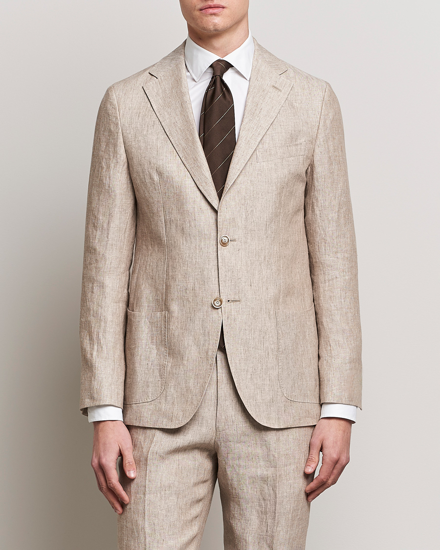 Mies | Pellavaiset pikkutakit | Morris Heritage | Mike Patch Pocket Linen Suit Blazer Beige