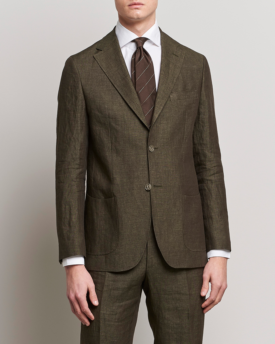 Mies | Morris Heritage | Morris Heritage | Mike Patch Pocket Linen Suit Blazer Olive