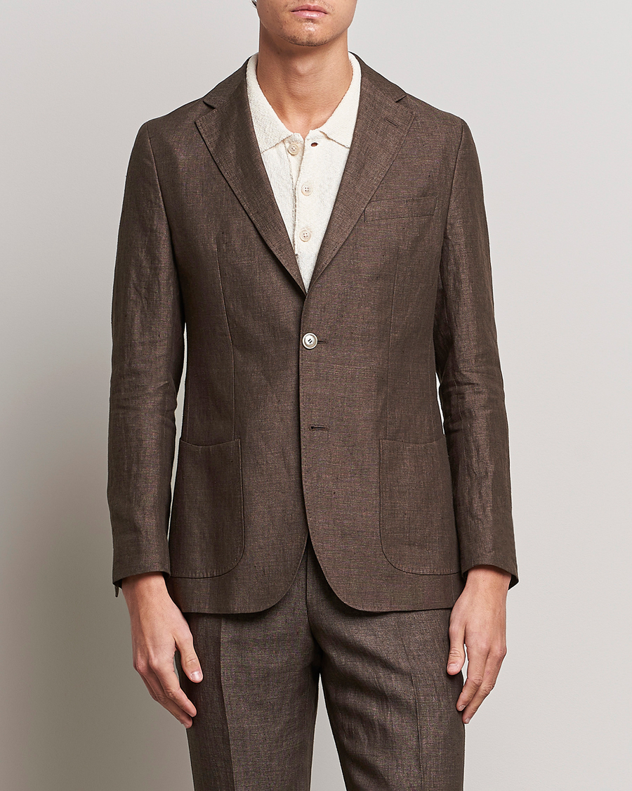 Mies | Morris Heritage | Morris Heritage | Mike Patch Pocket Linen Suit Blazer Brown