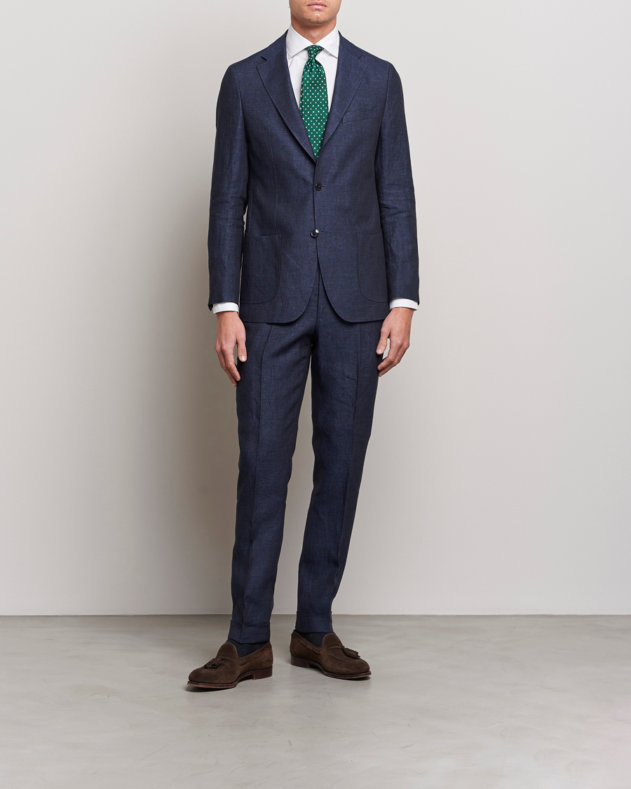 Mies | Housut | Morris Heritage | Jack Linen Suit Trousers Navy