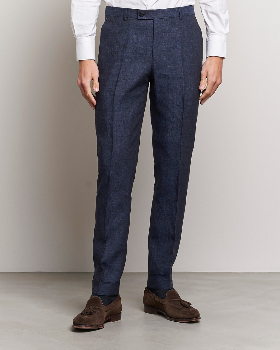 Mies | Pellavahousut | Morris Heritage | Jack Linen Suit Trousers Navy