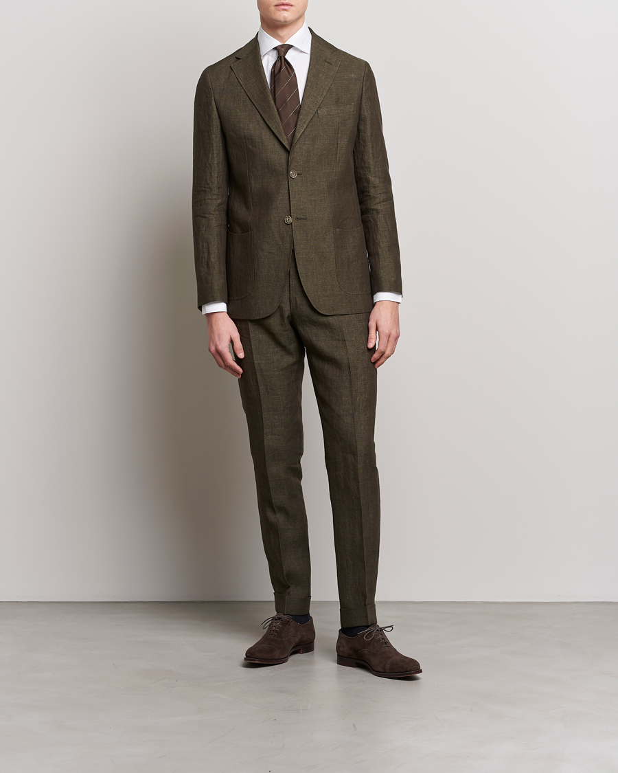 Mies | Housut | Morris Heritage | Jack Linen Suit Trousers Olive