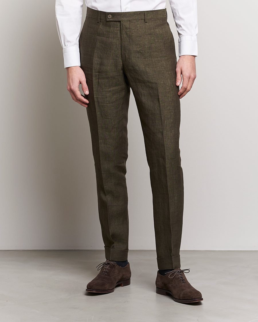 Mies | Pellavahousut | Morris Heritage | Jack Linen Suit Trousers Olive