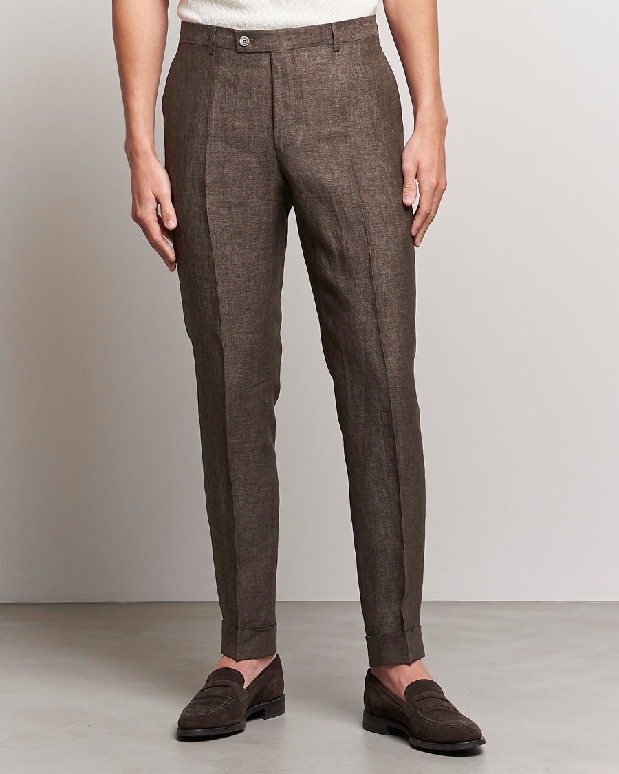 Mies | Pellavahousut | Morris Heritage | Jack Linen Suit Trousers Brown