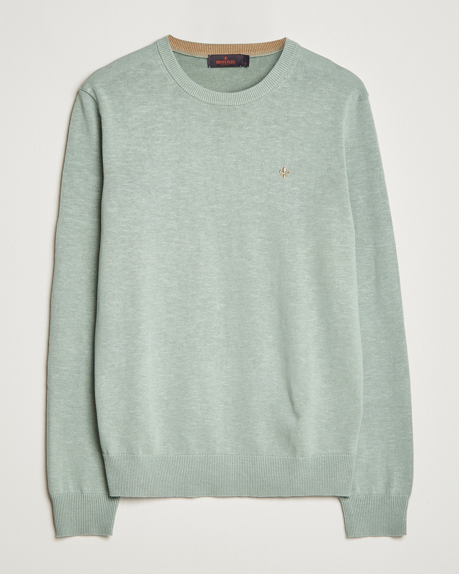 Mies | Puserot | Morris | Harold Cotton/Linen Summer Crew Neck Mint Green
