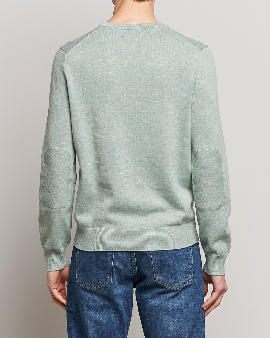 Mies | Puserot | Morris | Harold Cotton/Linen Summer Crew Neck Mint Green