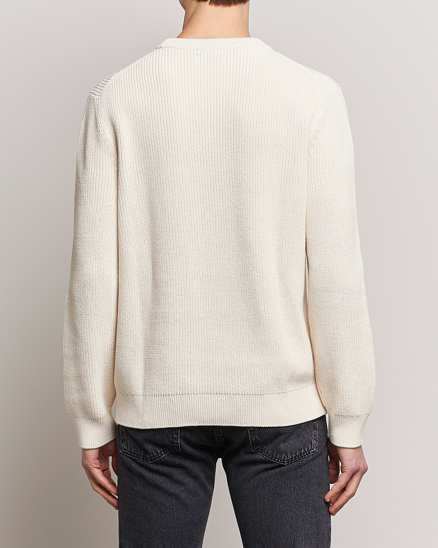 Mies | Puserot | Nudie Jeans | August Cotton Rib Knitted Sweater Chalk White