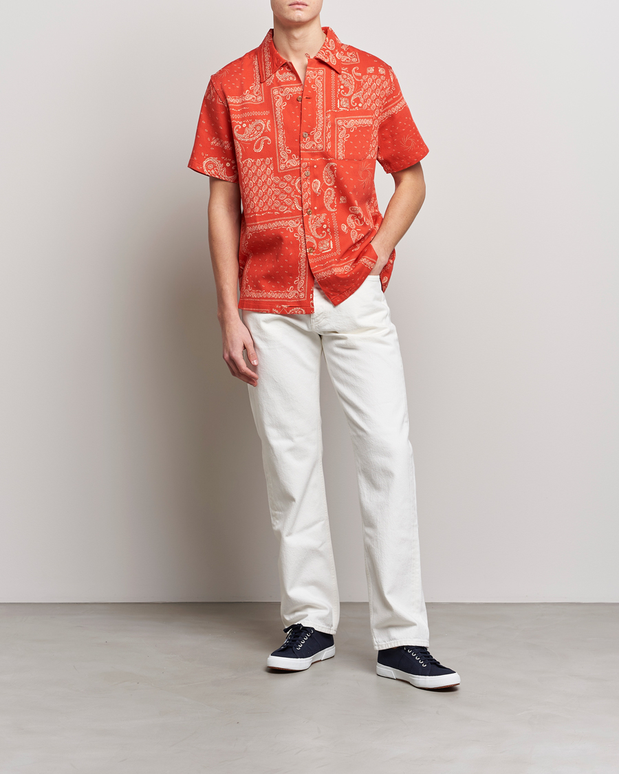 Mies | Kauluspaidat | Nudie Jeans | Aron Printed Short Sleeve Shirt Red