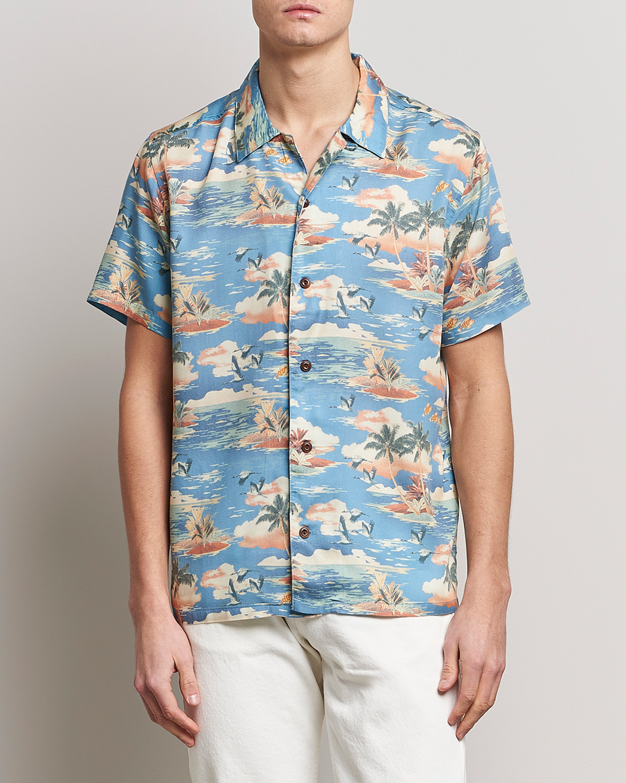 Mies |  | Nudie Jeans | Arvid Printed Short Sleeve Shirt Hawaii Azure