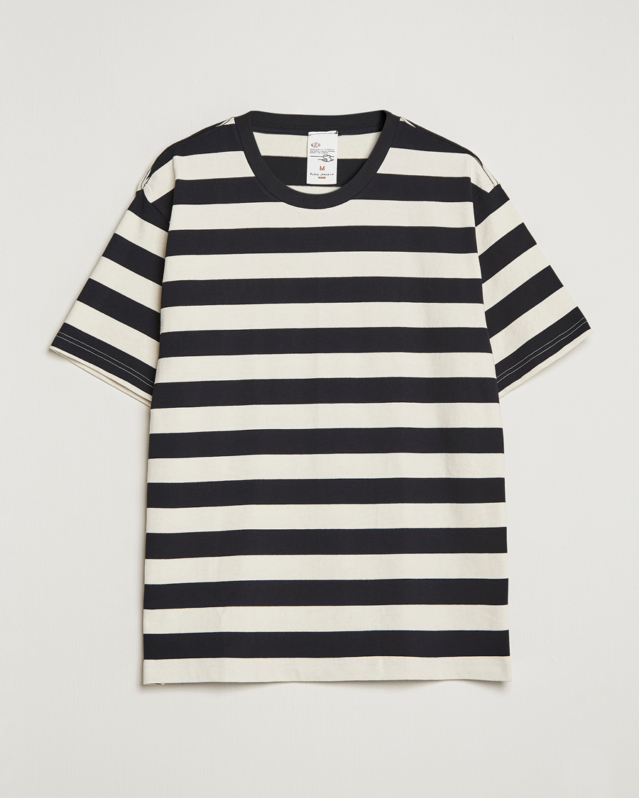 Mies | T-paidat | Nudie Jeans | Uno Blockstripe Crew Neck T-Shirt Off White/Black