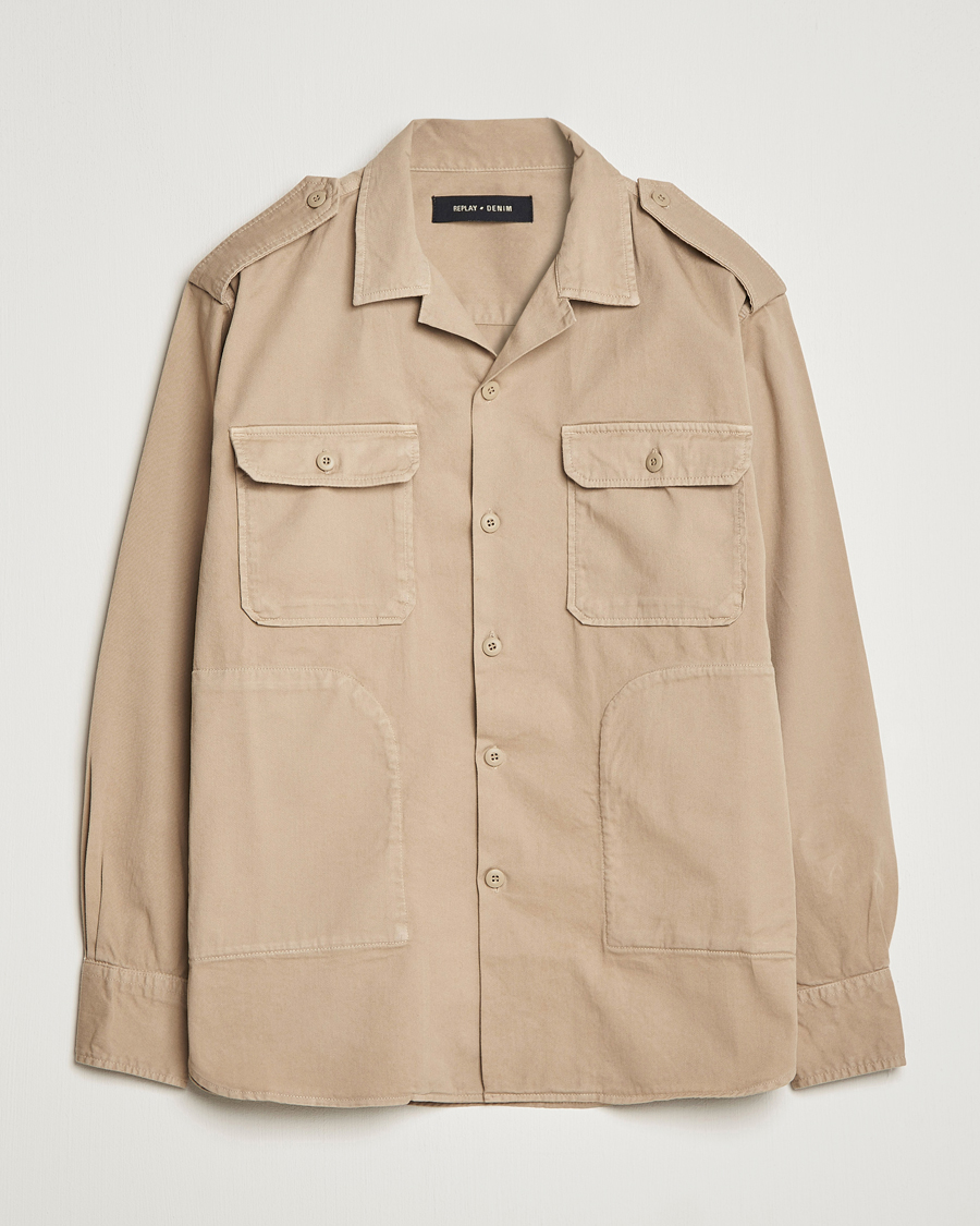 Mies | Kauluspaidat | Replay | Sartoriale Safari Overshirt Sand