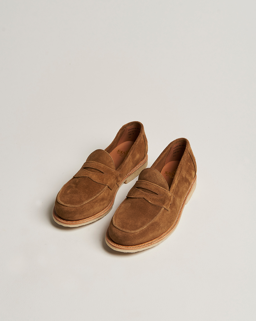 Mies | Loaferit | Sanders | Edwin Unlined Suede Penny Loafer Tobacco