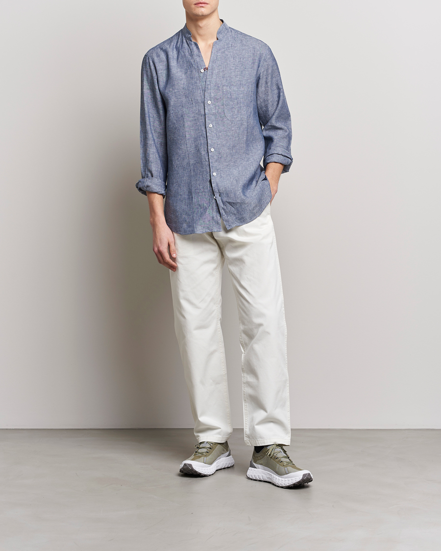 Mies | Kauluspaidat | SEASE | Fishtail Linen Shirt Sky Blue
