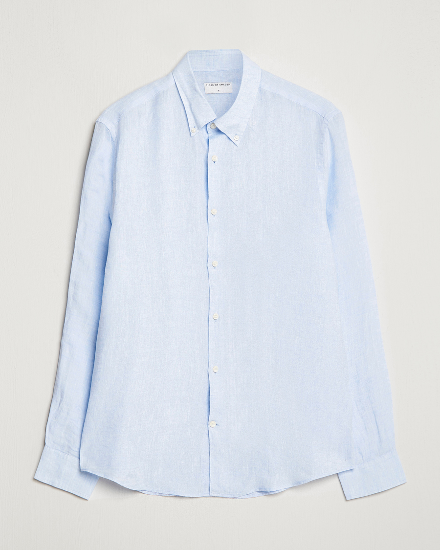 Mies | Kauluspaidat | Tiger of Sweden | Sankt Linen Shirt Light Blue