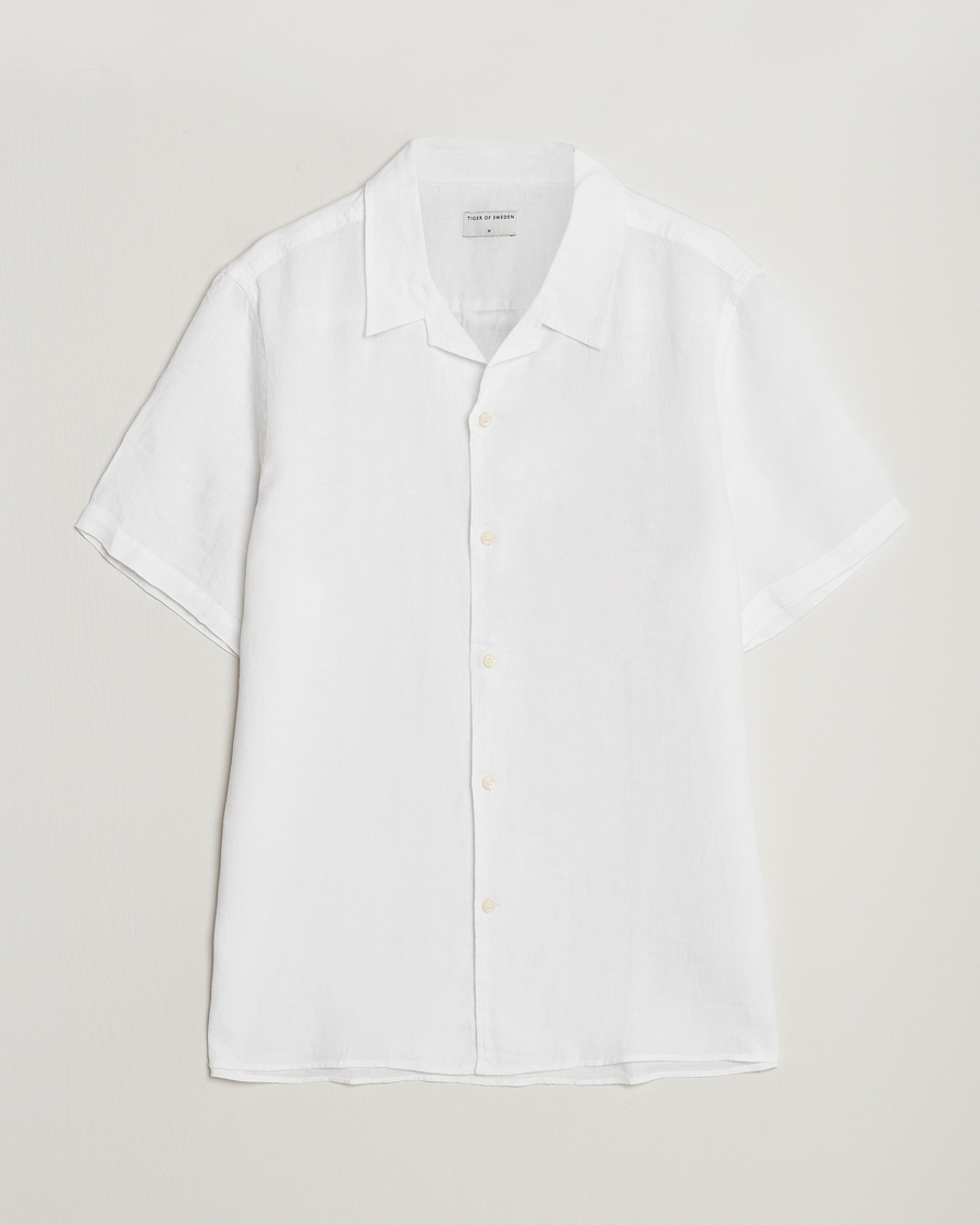 Mies | Kauluspaidat | Tiger of Sweden | Riccerdo Linen Shirt Pure White