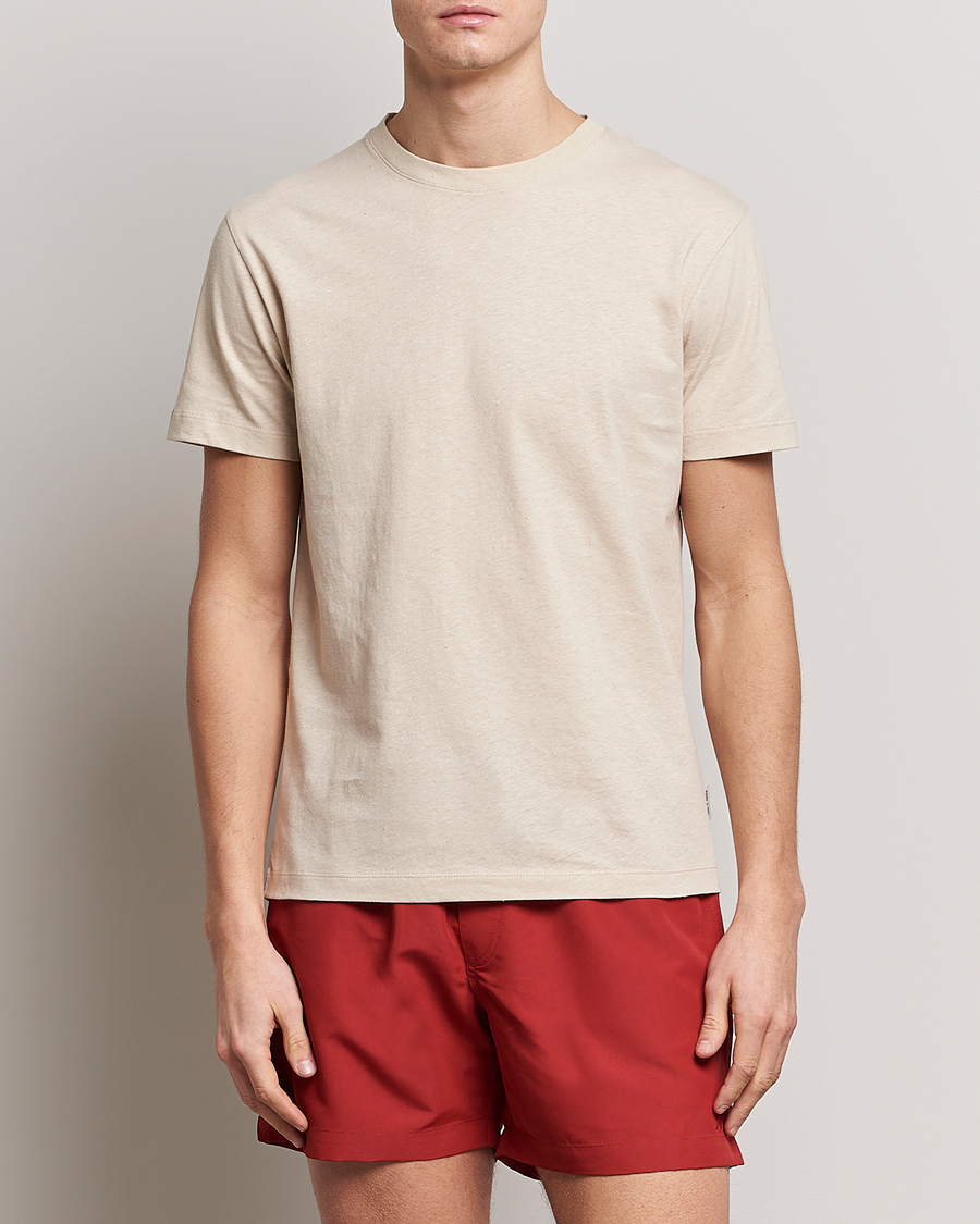 Mies |  | Tiger of Sweden | Dillan Linen Cotton T-Shirt Cream Sand