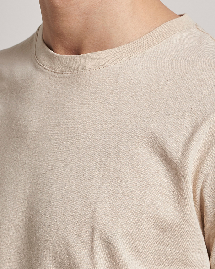 Mies | T-paidat | Tiger of Sweden | Dillan Linen Cotton T-Shirt Cream Sand