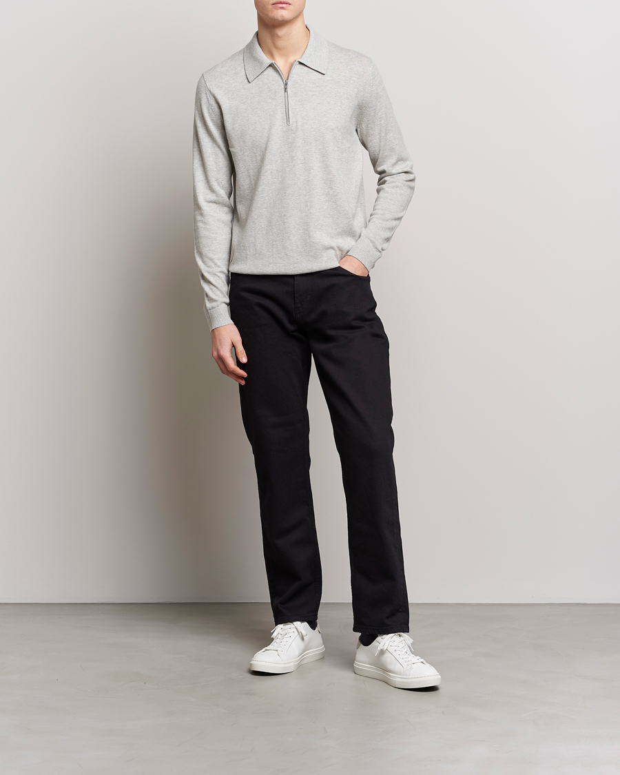 Mies | Puserot | Tiger of Sweden | Orbit Merino Wool Half Zip Light Grey Melange