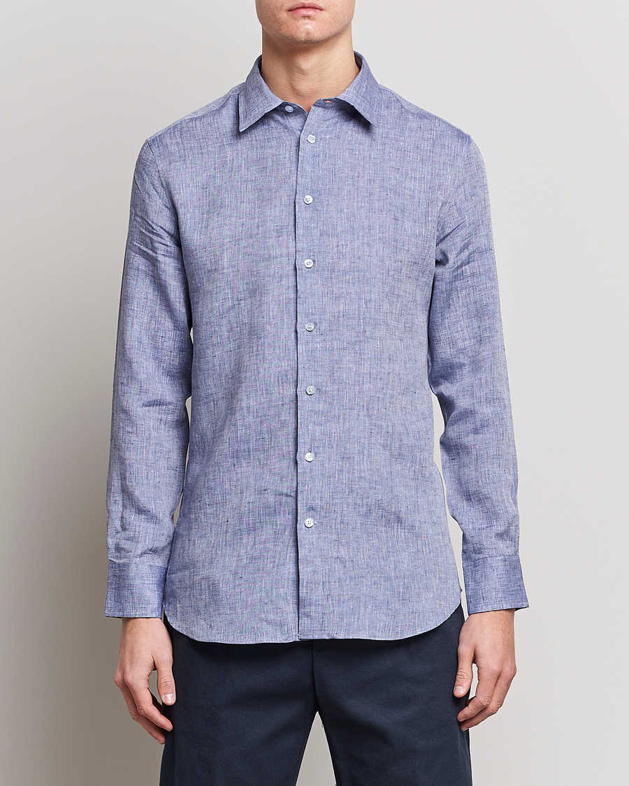 Mies |  | Etro | Linen Sport Shirt Dark Blue