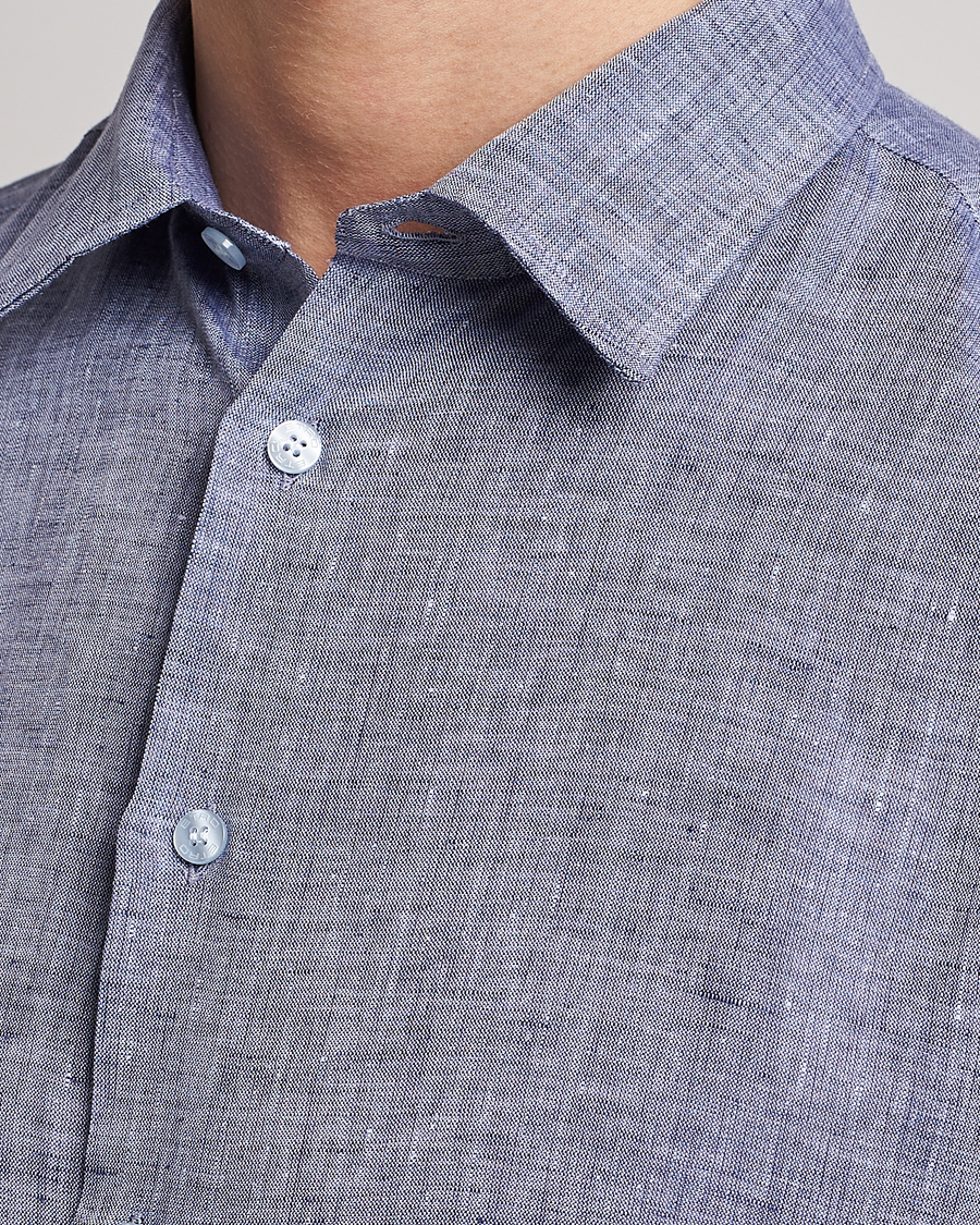 Mies | Kauluspaidat | Etro | Linen Sport Shirt Dark Blue