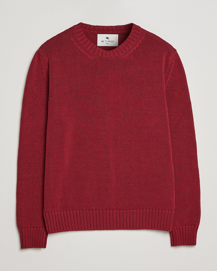 Mies | Puserot | Etro | Heavy Knit Cotton Pullover Burgundy