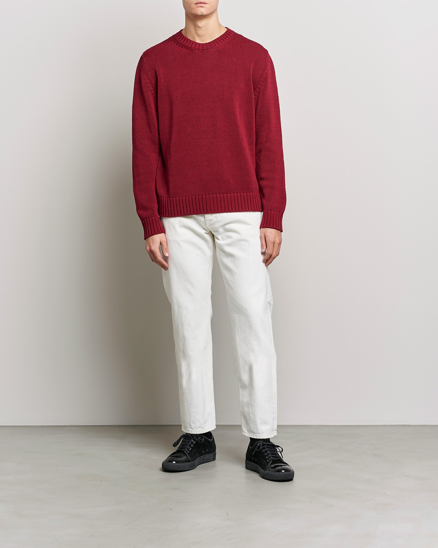 Mies | Puserot | Etro | Heavy Knit Cotton Pullover Burgundy