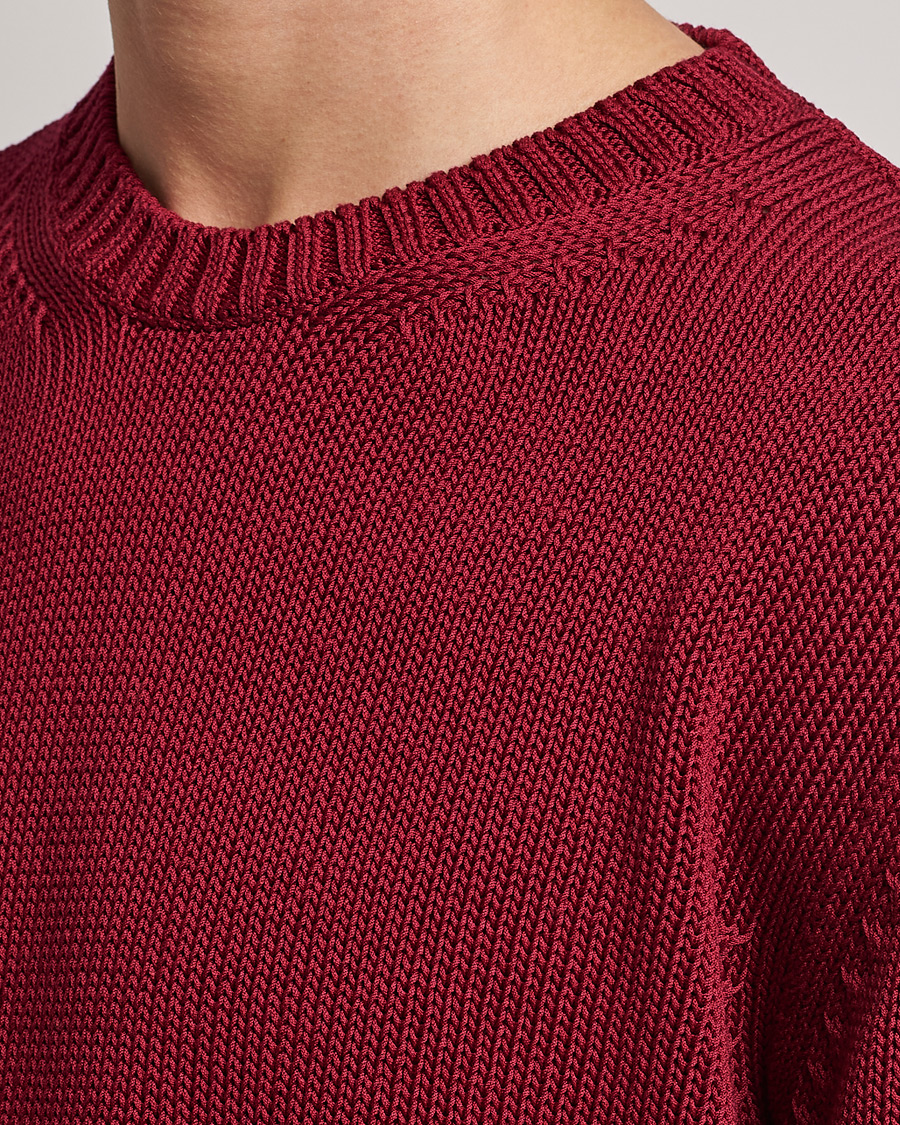 Mies | Puserot | Etro | Heavy Knit Cotton Pullover Burgundy