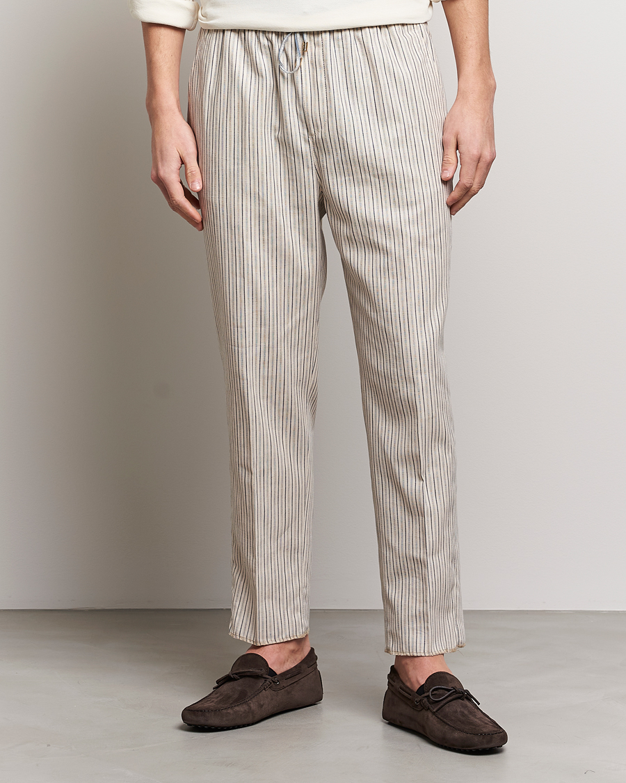 Mies | Luxury Brands | Etro | Hickory Stripe Casual Trousers Off White