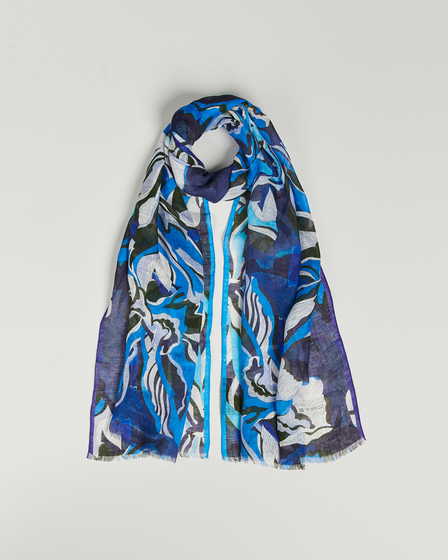 Mies | Etro Floreale Linen Scarf Light Blue | Etro | Floreale Linen Scarf Light Blue