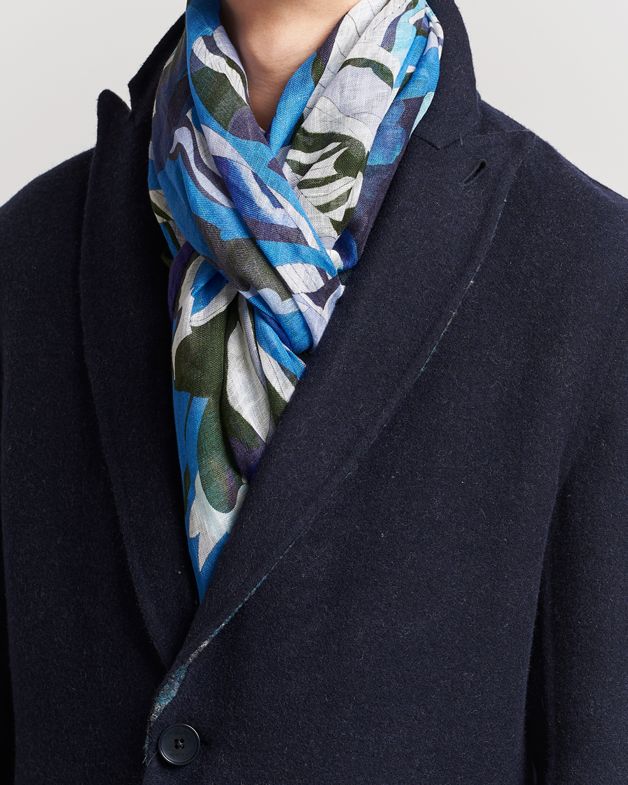Mies | Etro Floreale Linen Scarf Light Blue | Etro | Floreale Linen Scarf Light Blue