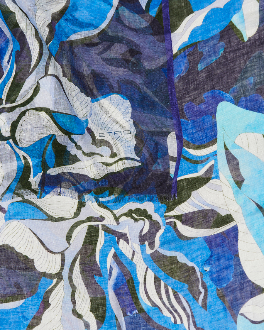 Mies | Etro Floreale Linen Scarf Light Blue | Etro | Floreale Linen Scarf Light Blue