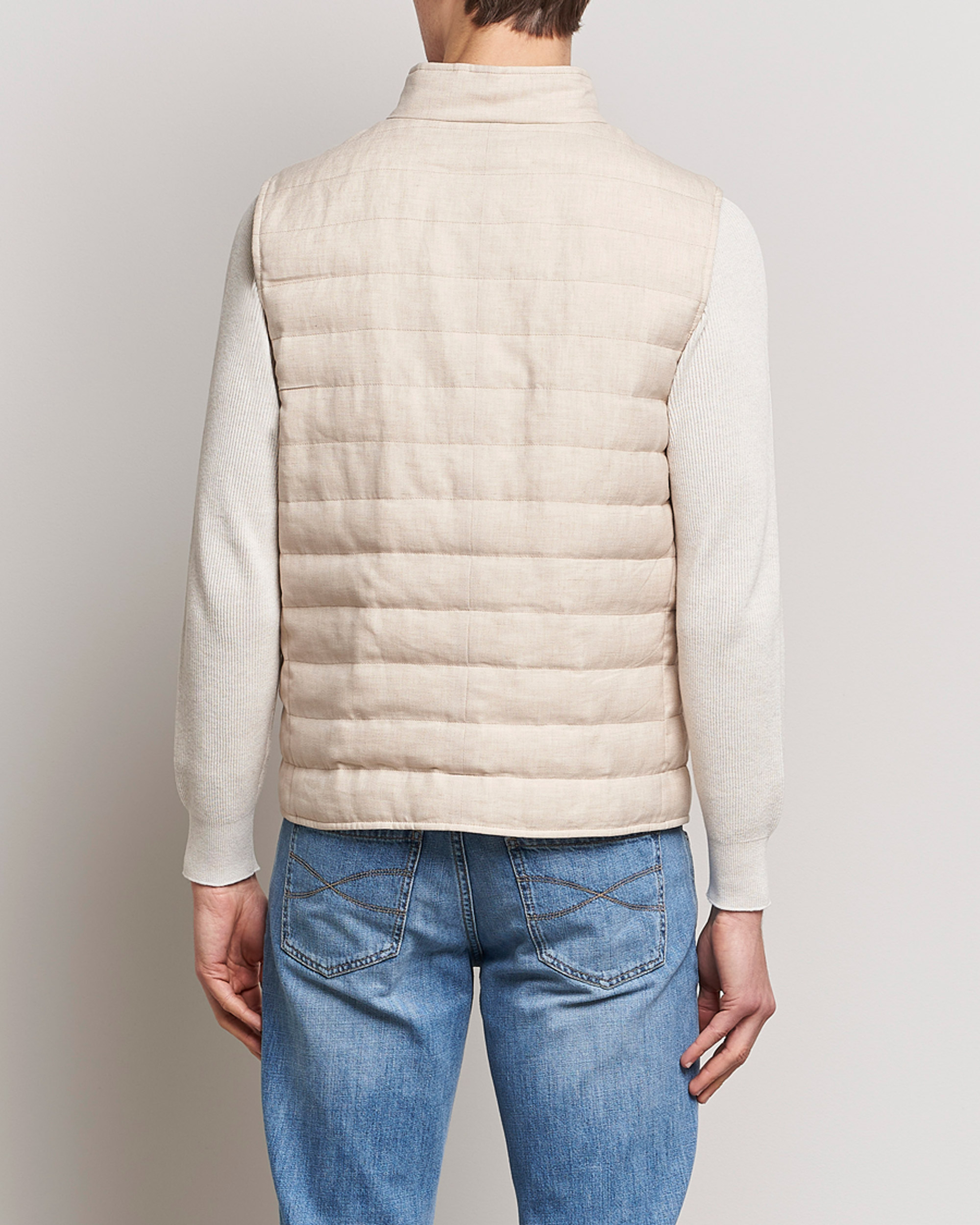 Mies | Ulkoliivit | Brunello Cucinelli | Cotton/Linen Gilet Light Beige