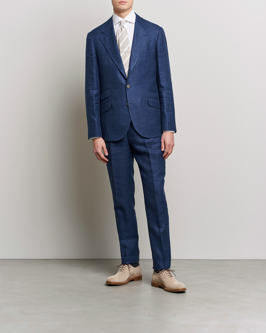 Mies | Puvut | Brunello Cucinelli | Linen/Silk Suit Royal Blue