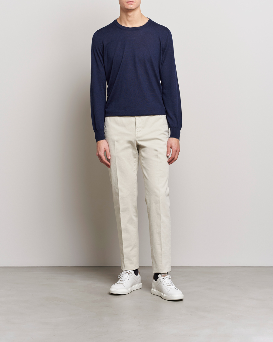 Mies | Puserot | Brunello Cucinelli | Cashmere/Wool Crew Neck Sweater Navy