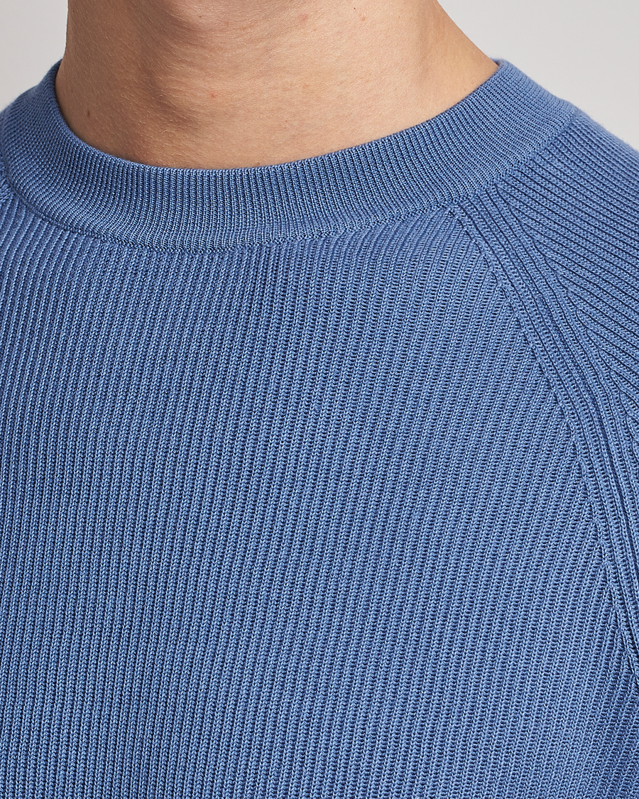 Mies | Puserot | Brunello Cucinelli | Rib Stitch Crew Neck Sweater Oxford Blue