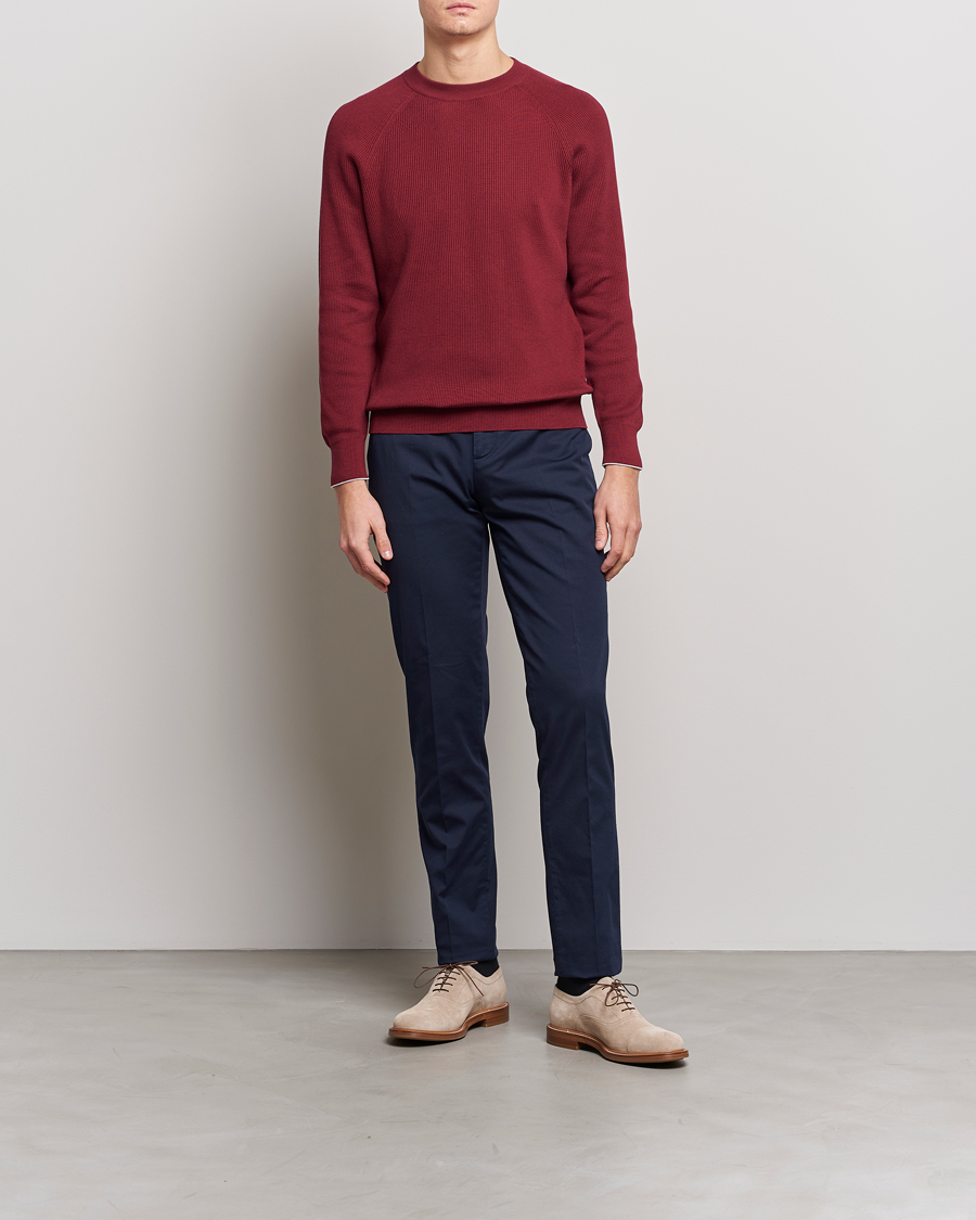 Mies | Puserot | Brunello Cucinelli | Rib Stitch Crew Neck Sweater Burgundy