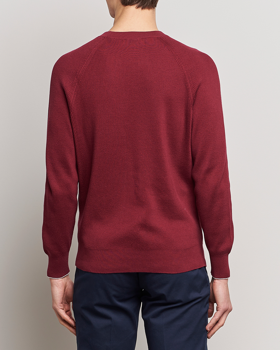 Mies | Puserot | Brunello Cucinelli | Rib Stitch Crew Neck Sweater Burgundy