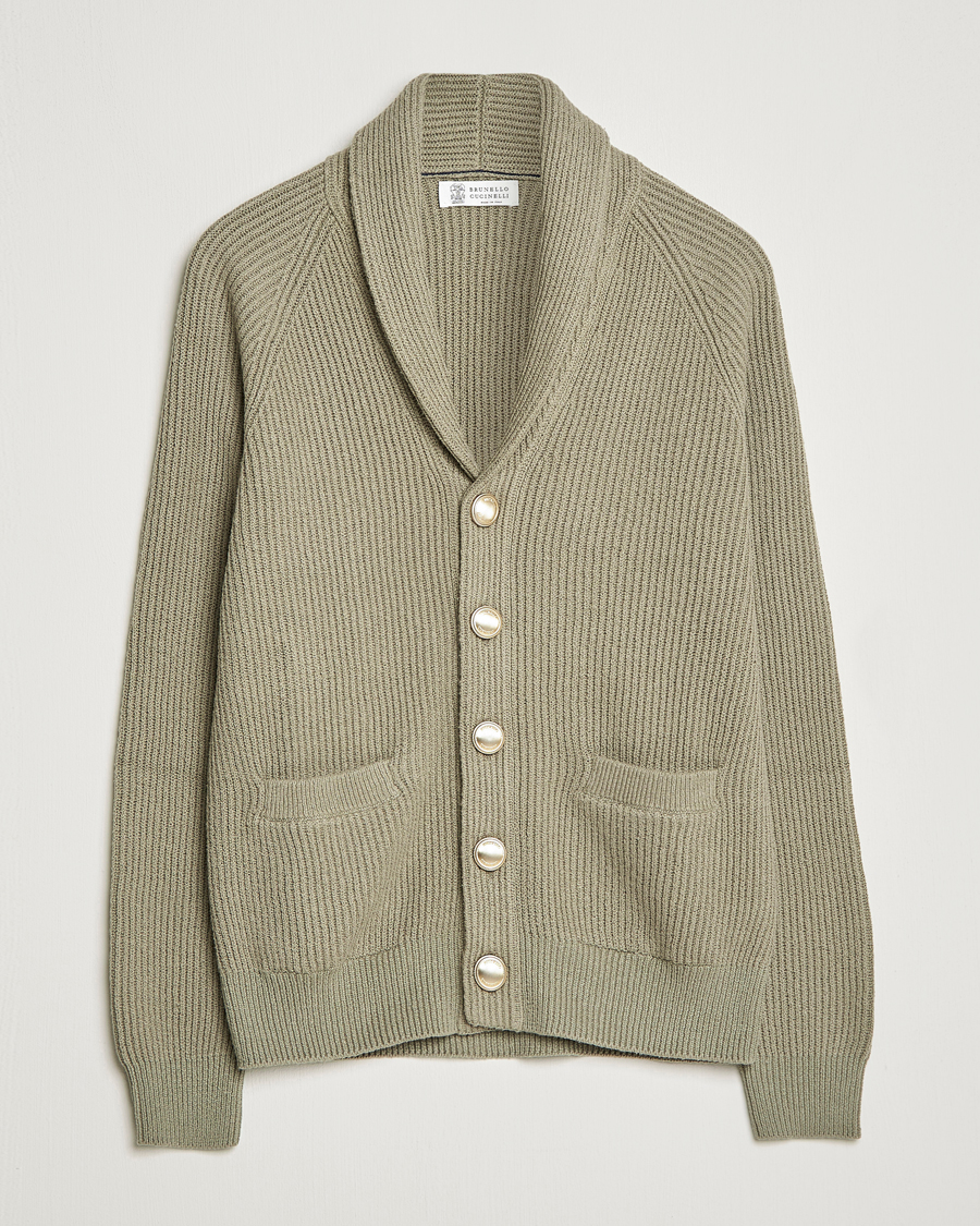 Mies | Puserot | Brunello Cucinelli | Heavy Rib Cardigan Olive