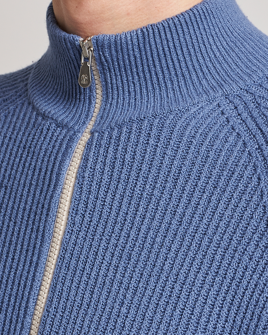 Mies | Puserot | Brunello Cucinelli | Heavy Zip Sweater Oxford Blue