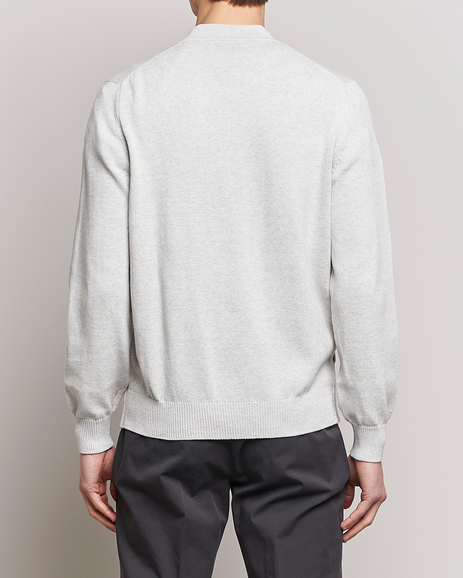 Mies | Puserot | Brunello Cucinelli | Knitted Zip Blouson Pearl Grey