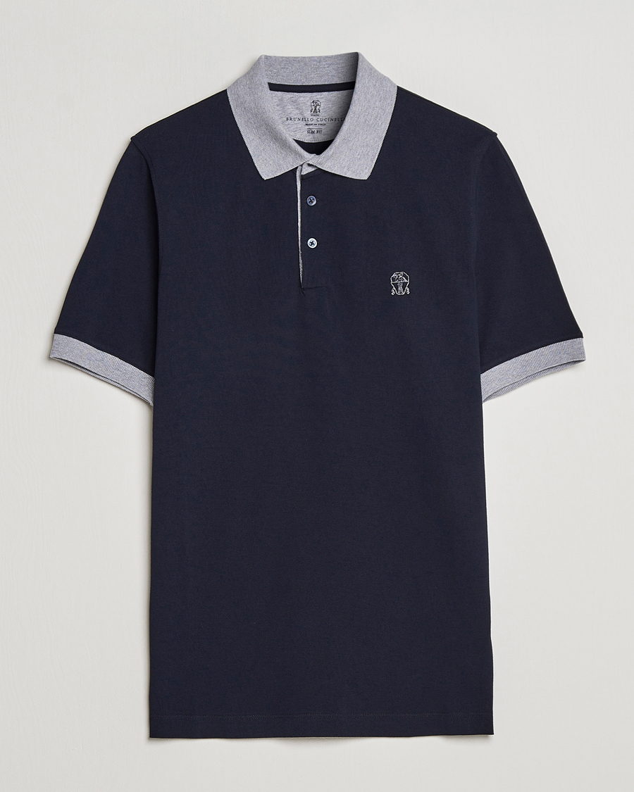 Mies | Pikeet | Brunello Cucinelli | Short Sleeve Polo Piquet Navy