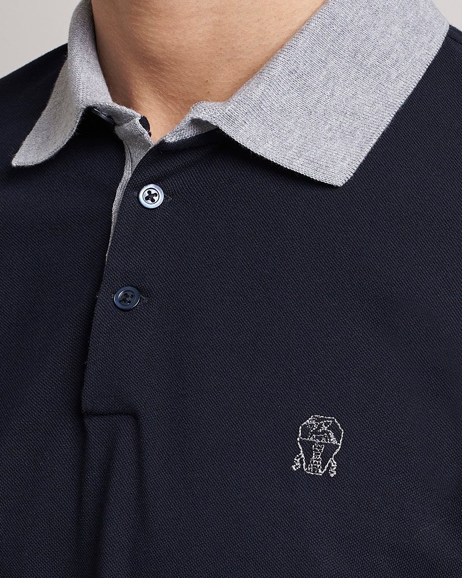 Mies | Pikeet | Brunello Cucinelli | Short Sleeve Polo Piquet Navy