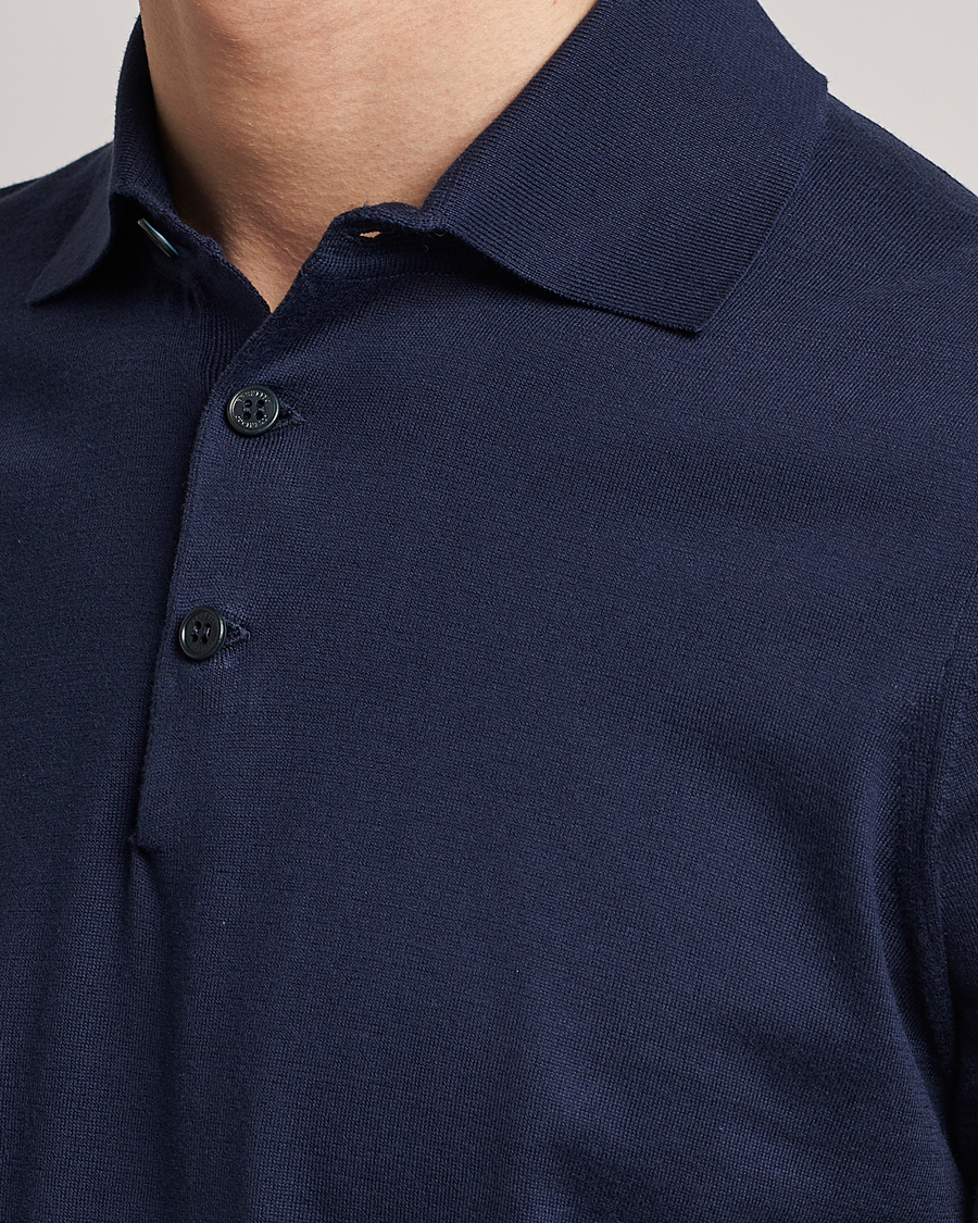 Mies | Pikeet | Brunello Cucinelli | Short Sleeve Knitted Polo Navy
