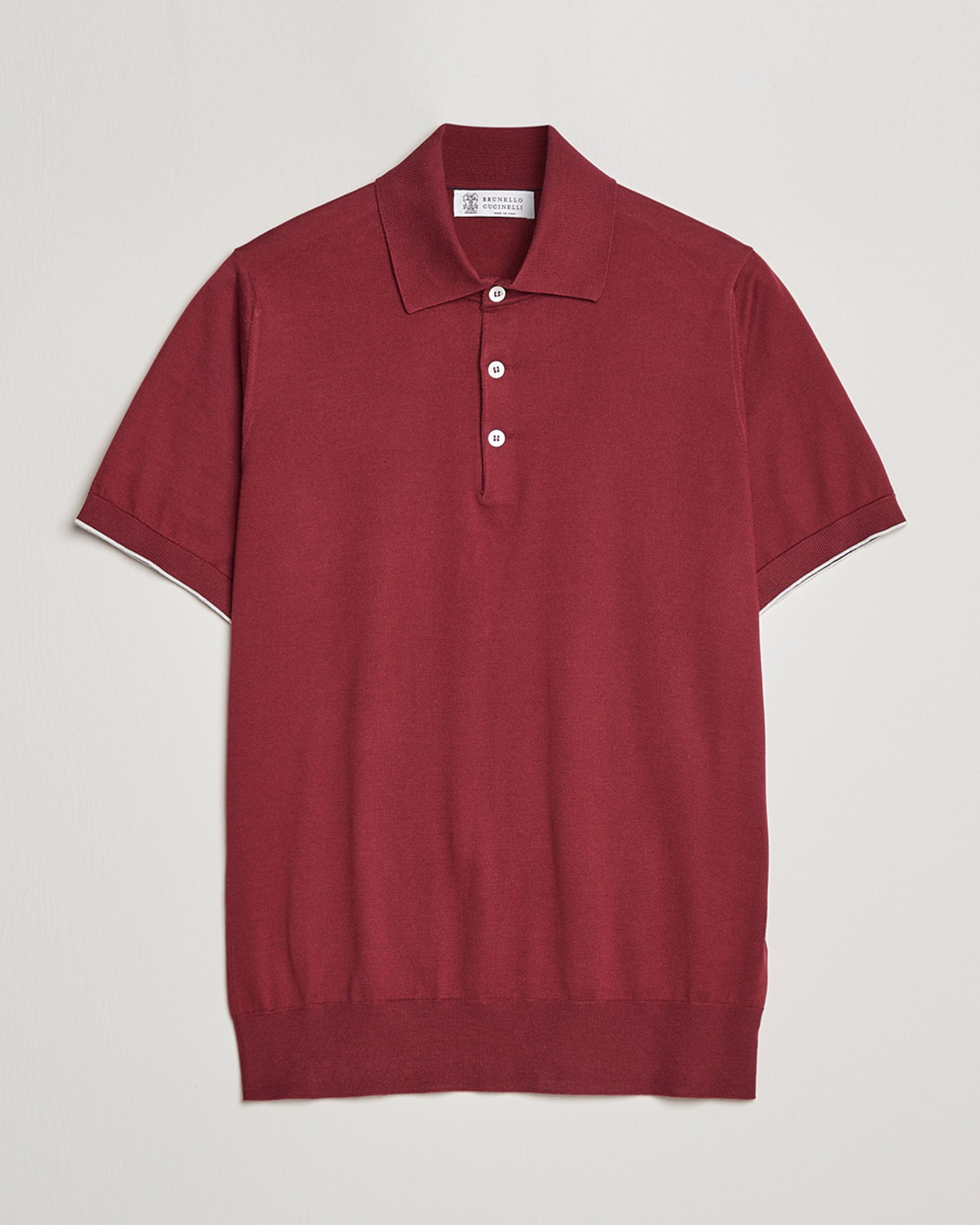 Mies | Pikeet | Brunello Cucinelli | Short Sleeve Knitted Polo Burgundy