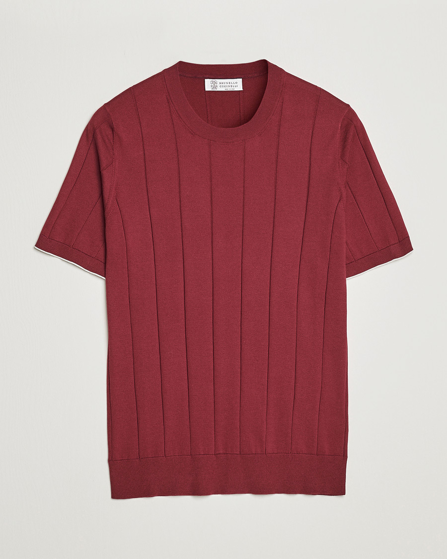 Mies | T-paidat | Brunello Cucinelli | Rib Knitted T-Shirt Burgundy
